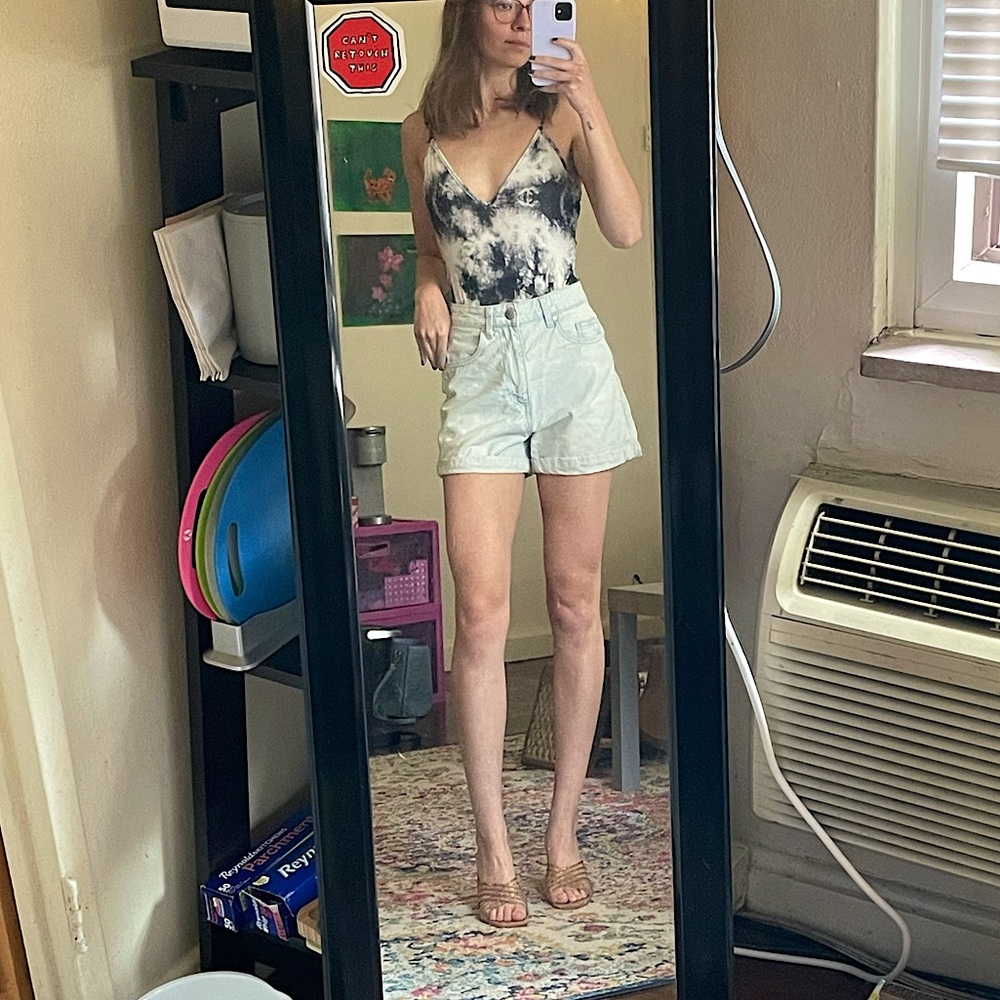 Black and white tie dye bodysuit